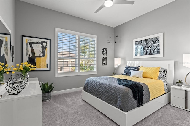 bedroom with carpet floors and ceiling fan