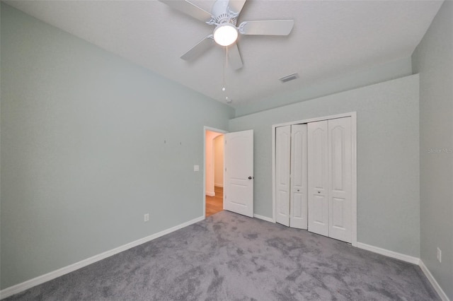 1148 Emerald Hill Way, Valrico, FL 33594 - unfurnished bedroom with baseboards, carpet floors, a closet, and ceiling fan