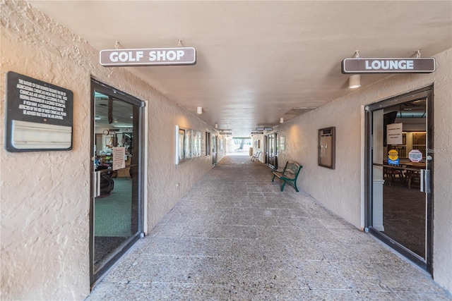 hallway with electric panel