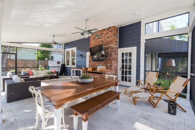 view of patio / terrace featuring ceiling fan and outdoor lounge area