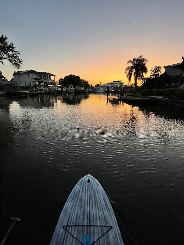 view of dock featuring a water view
