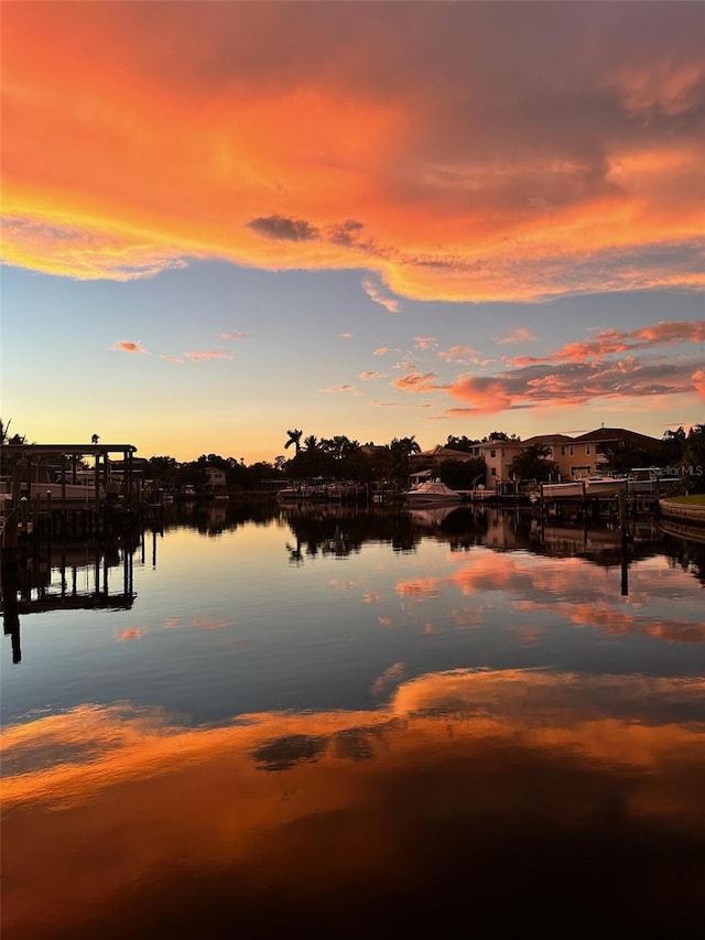 property view of water with a boat dock
