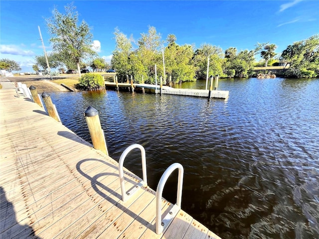 dock area featuring a water view