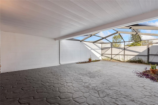 view of patio with a lanai