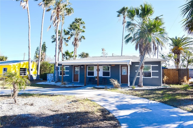 view of single story home