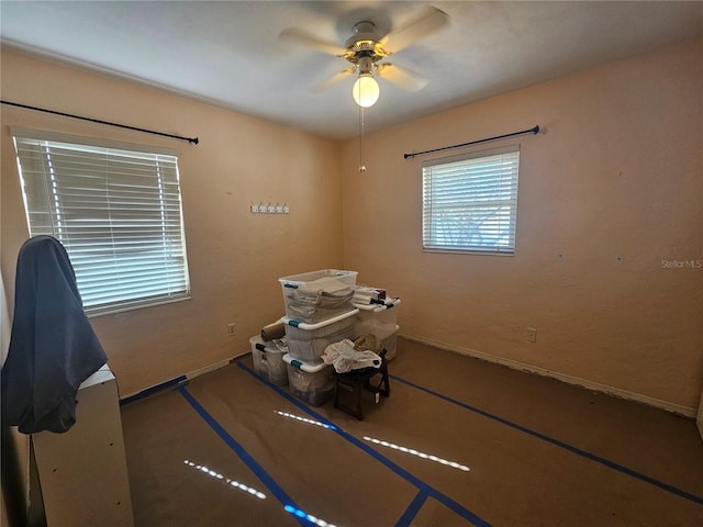 misc room featuring ceiling fan