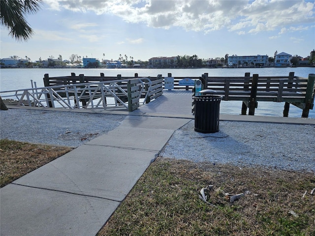 view of dock featuring a water view