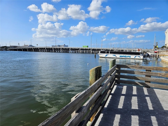 view of dock featuring a water view