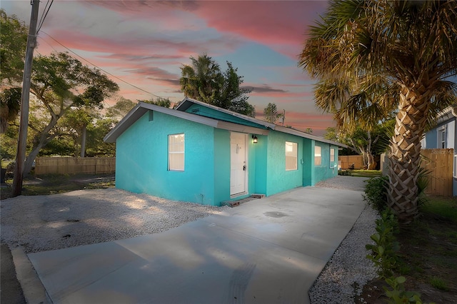 view of front of home with a patio area