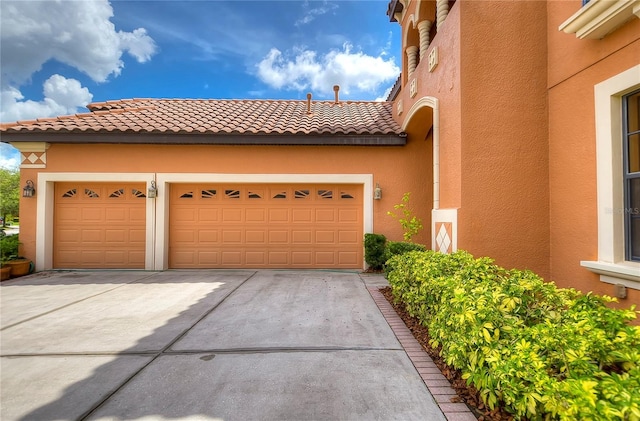 exterior space featuring a garage