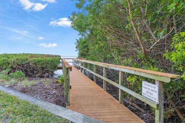 dock area featuring a water view