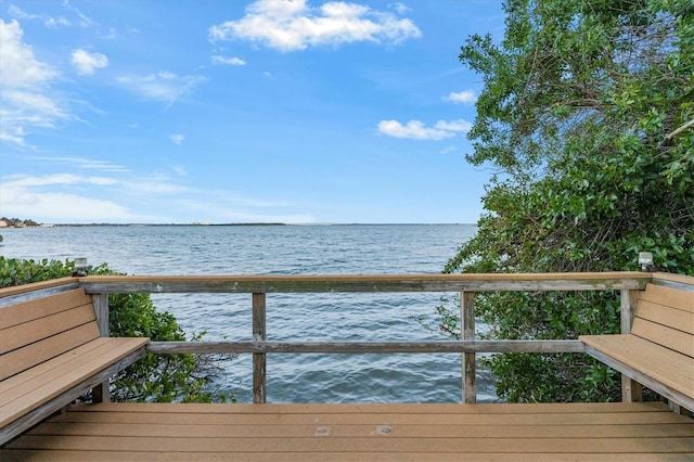 view of dock featuring a water view