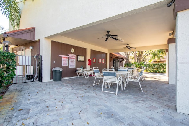 view of patio with ceiling fan