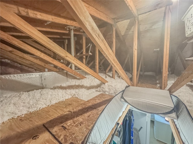 view of unfinished attic