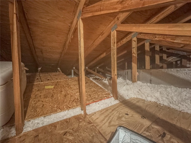 view of unfinished attic