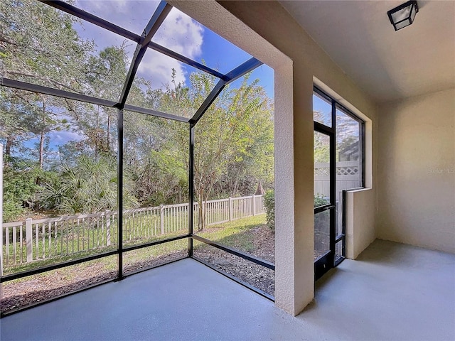 view of unfurnished sunroom