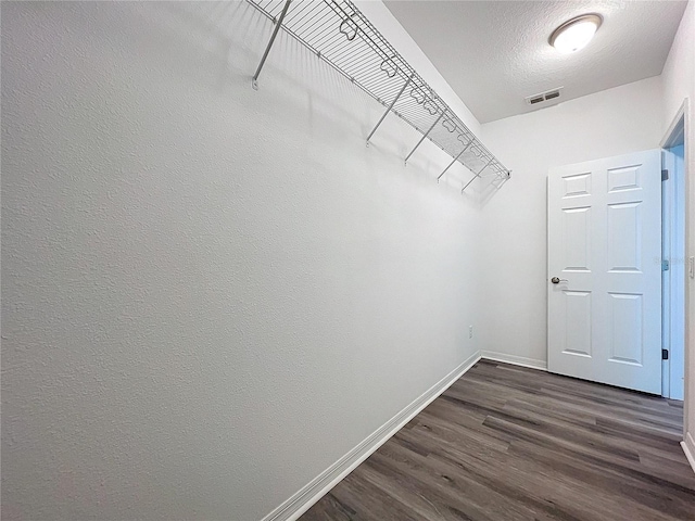 spacious closet featuring dark wood-type flooring