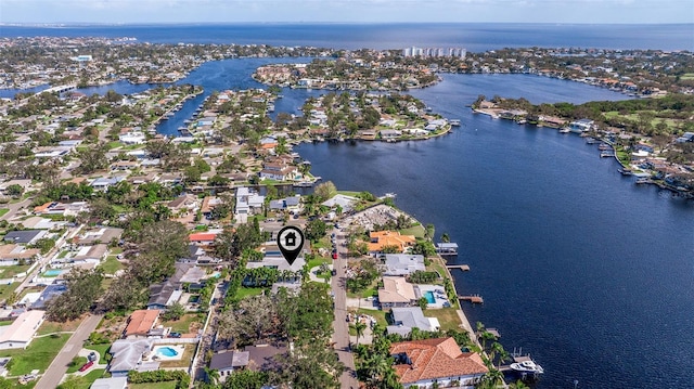 bird's eye view featuring a water view