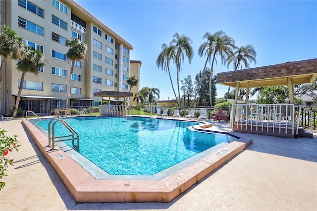 view of swimming pool featuring a patio