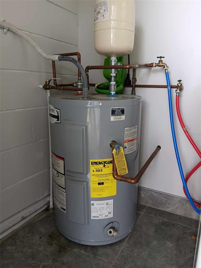 utility room with electric water heater