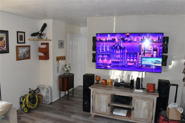 living room with hardwood / wood-style floors