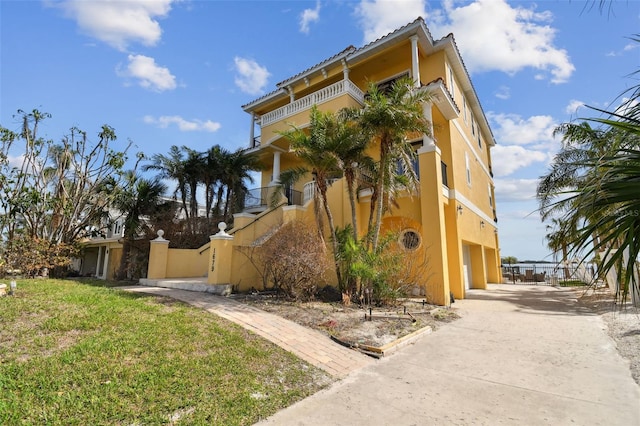 view of building exterior featuring a garage