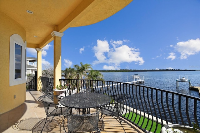 balcony with a water view