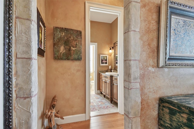 hall featuring light wood-type flooring