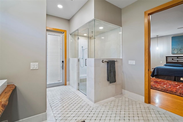 bathroom with walk in shower