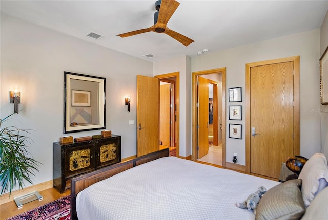 bedroom featuring ceiling fan