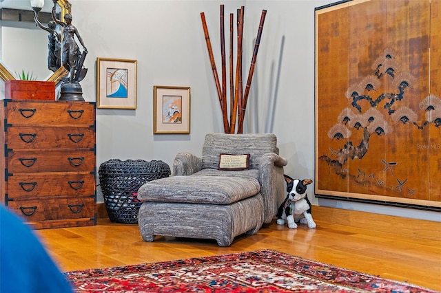 sitting room with hardwood / wood-style floors