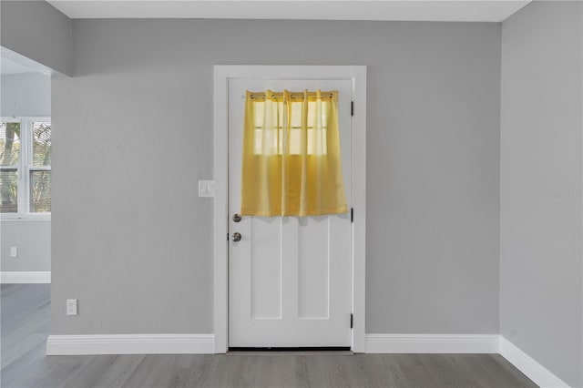 interior space with light hardwood / wood-style floors