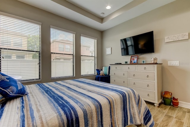 bedroom with light hardwood / wood-style floors