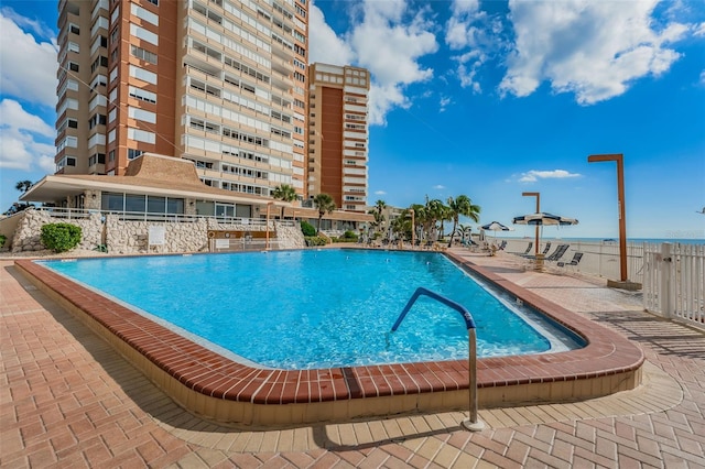 view of pool with a patio area