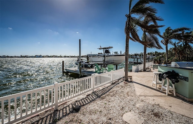 view of dock featuring a water view