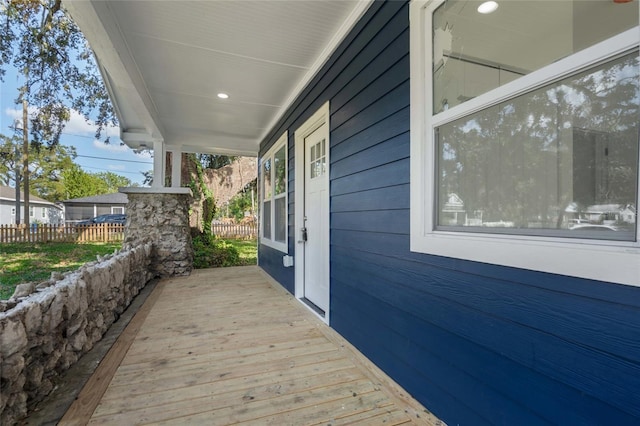 wooden deck with covered porch