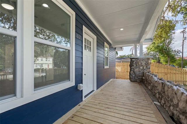 wooden deck featuring a porch