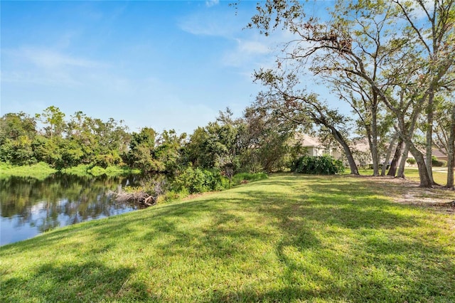 view of yard featuring a water view