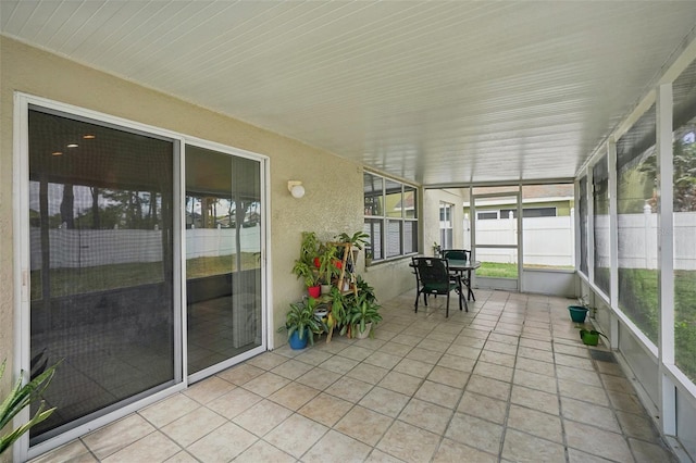 view of unfurnished sunroom