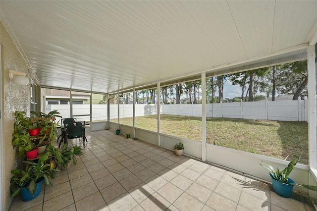 view of unfurnished sunroom