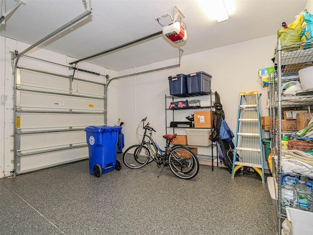 garage with a garage door opener