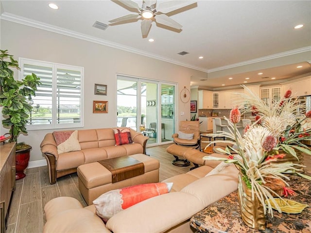 4836 Four Lakes Cir SW, Vero Beach, FL 32968 - living room featuring recessed lighting, visible vents, and light wood-type flooring