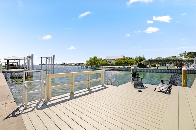 view of dock featuring a water view