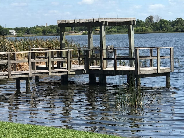 view of dock featuring a water view