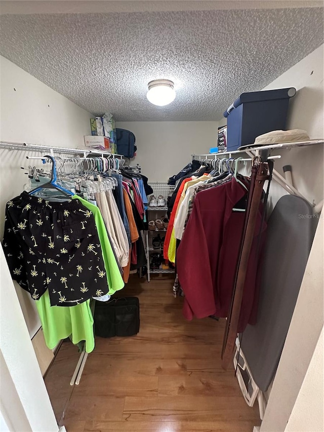 walk in closet featuring hardwood / wood-style floors