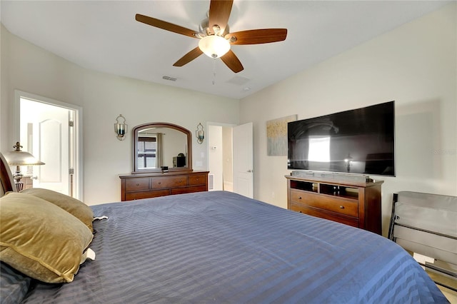 bedroom featuring ceiling fan