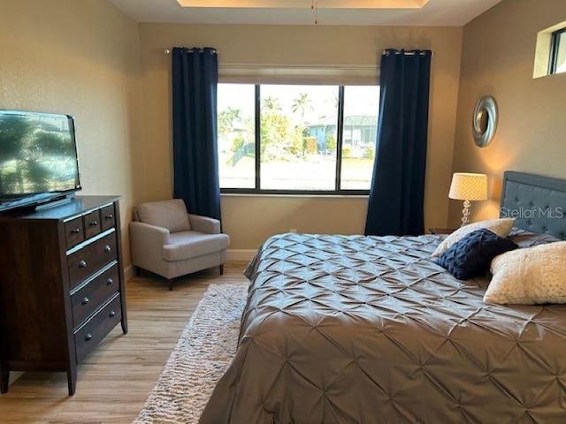 bedroom with light hardwood / wood-style floors