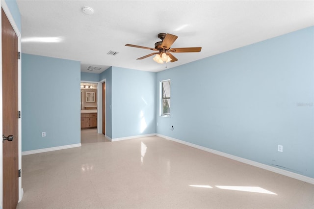 interior space featuring ceiling fan