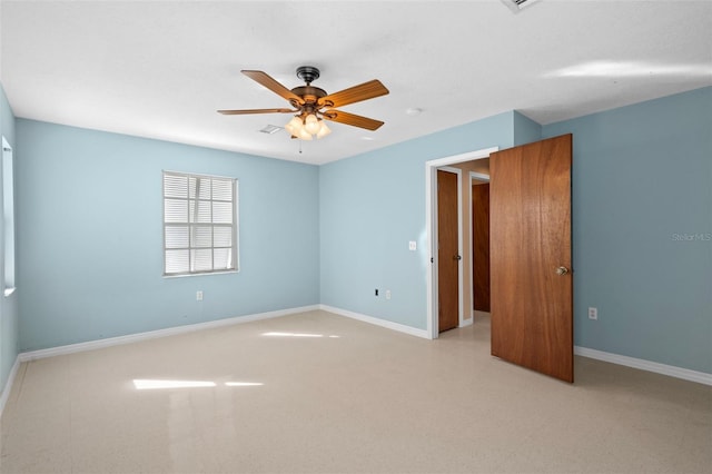 unfurnished bedroom with ceiling fan