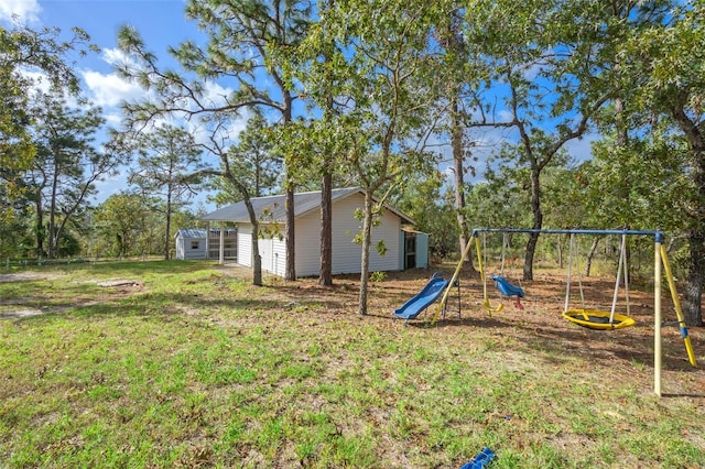 view of yard featuring a playground